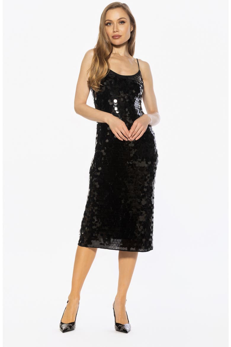 Reese Sequin Sleeveless Dress, Alternate, color, BLACK