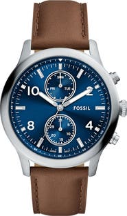 Fossil Bennett Multifunction Leather Strap Watch, 45mm
