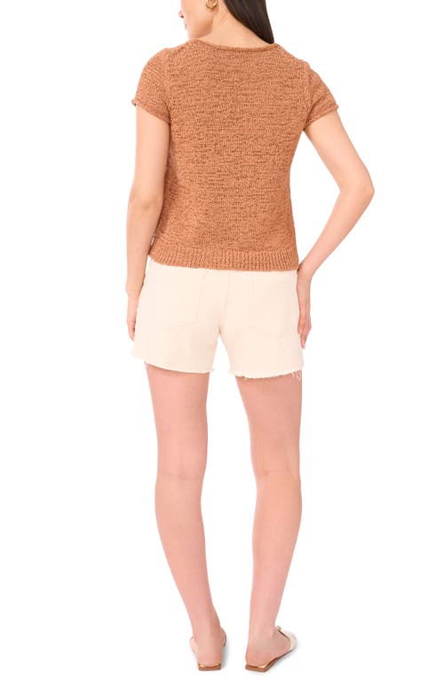 Vince Camuto Short Sleeve Organic Cotton Blend Sweater In Brown