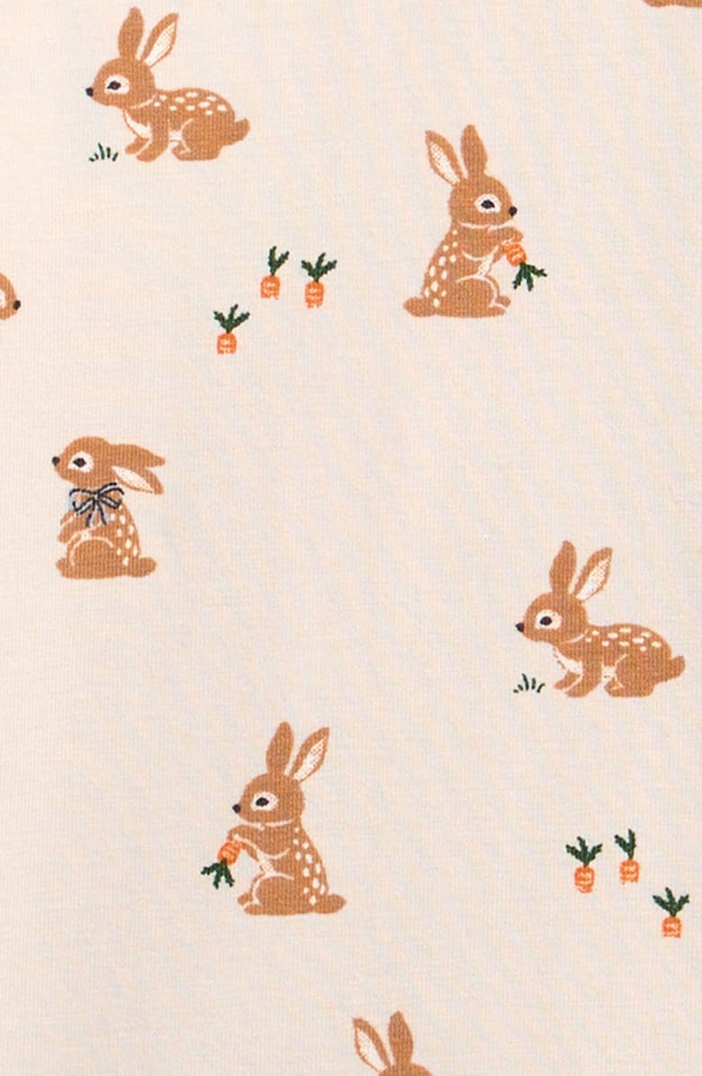 Petit Lem Kids' Bunny Print Fitted Two-Piece Pajamas, Alternate, color, Beige