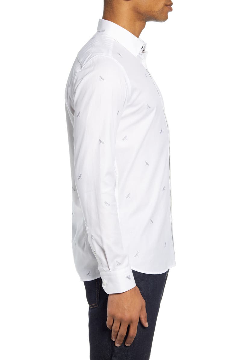 Ted Baker London Nowhy Dragonfly Print Button-Up Shirt, Alternate, color,