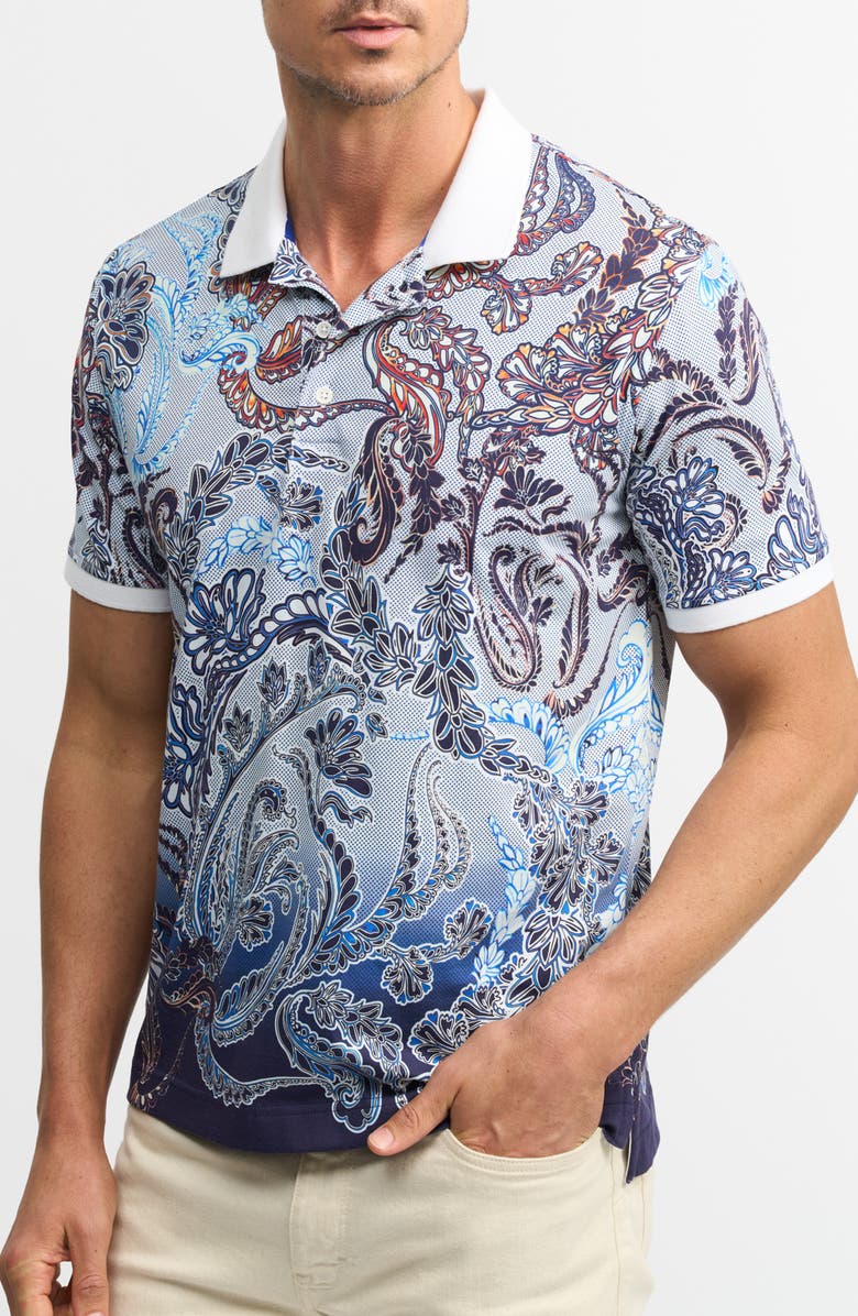 Robert Graham Oslo Print Polo, Main, color, White