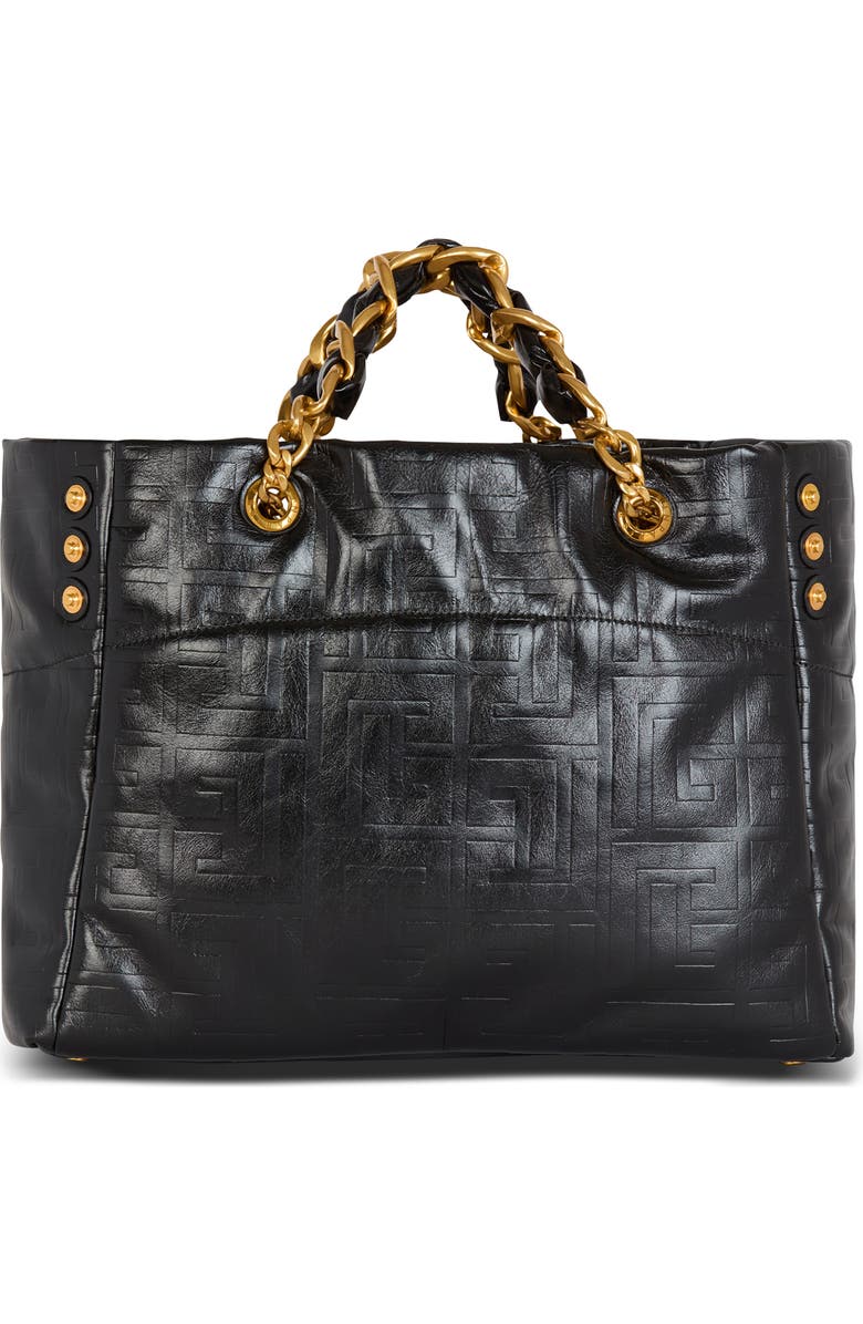 Balmain 1945 Monogram Embossed Soft Leather Tote, Alternate, color,