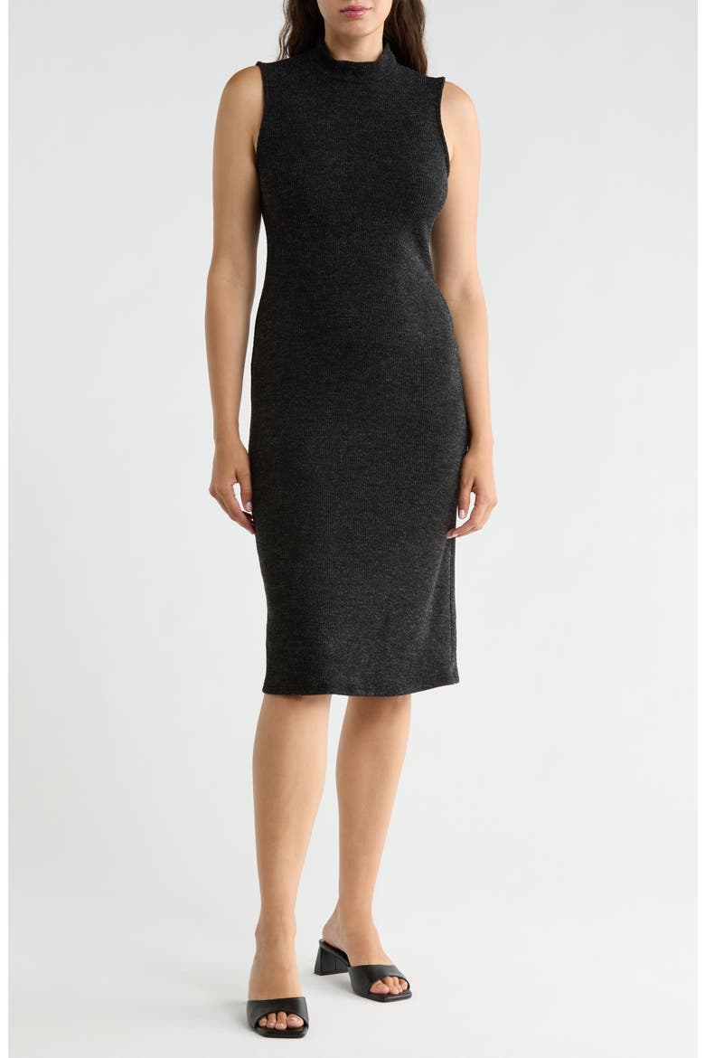 Sleeveless Rib Sweater Dress, Main, color, BLACK