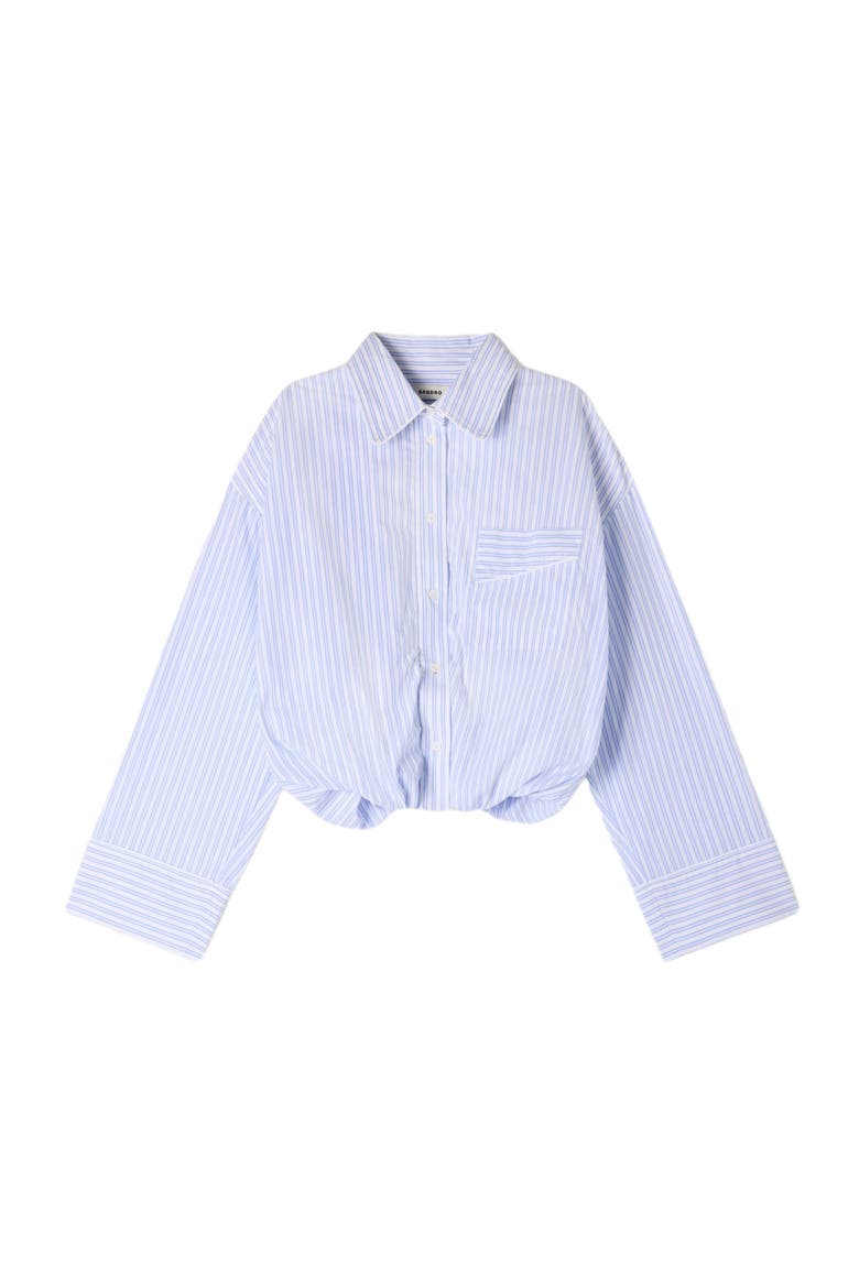 Cropped striped shirt, Alternate, color, Blu / white
