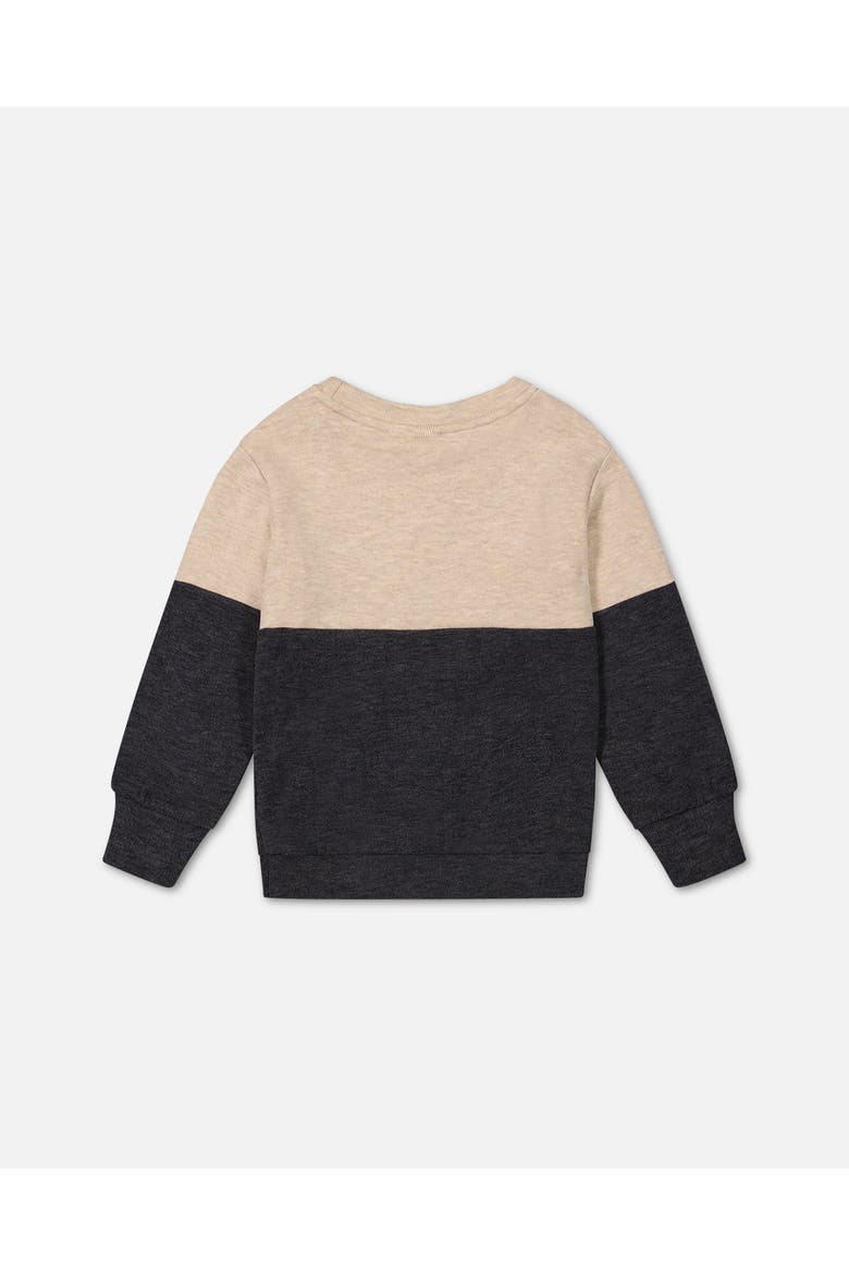 Boy's Super Soft Colorblock Top With Quilted Pocket Beige And Black, Alternate, color, Peacoat