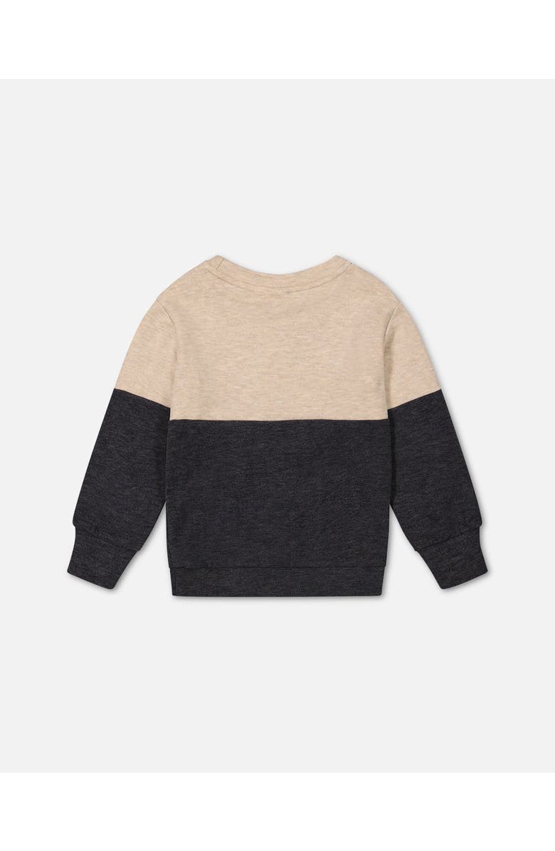 Deux par Deux Boy's Super Soft Colorblock Top With Quilted Pocket Beige And Black, Alternate, color, 