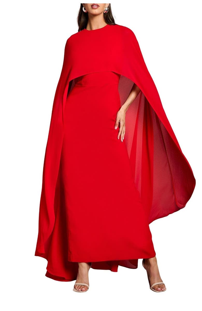 Coast Cape Sleeve Maxi Dress, Alternate, color, Red