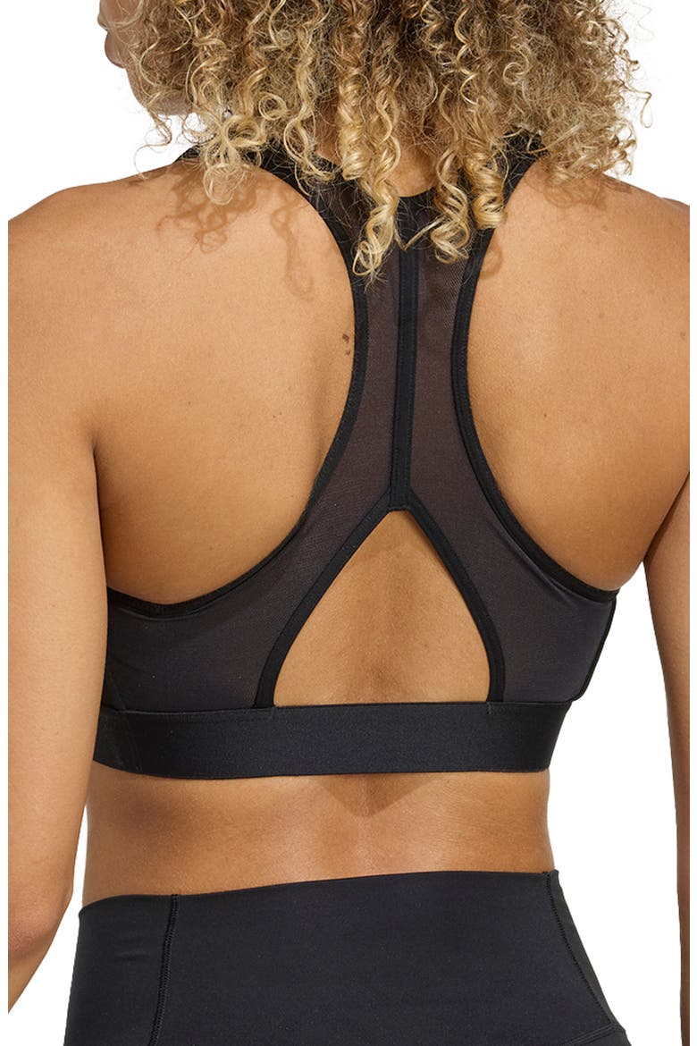PowerReact 3-Stripes Sports Bra, Alternate, color, BLACK
