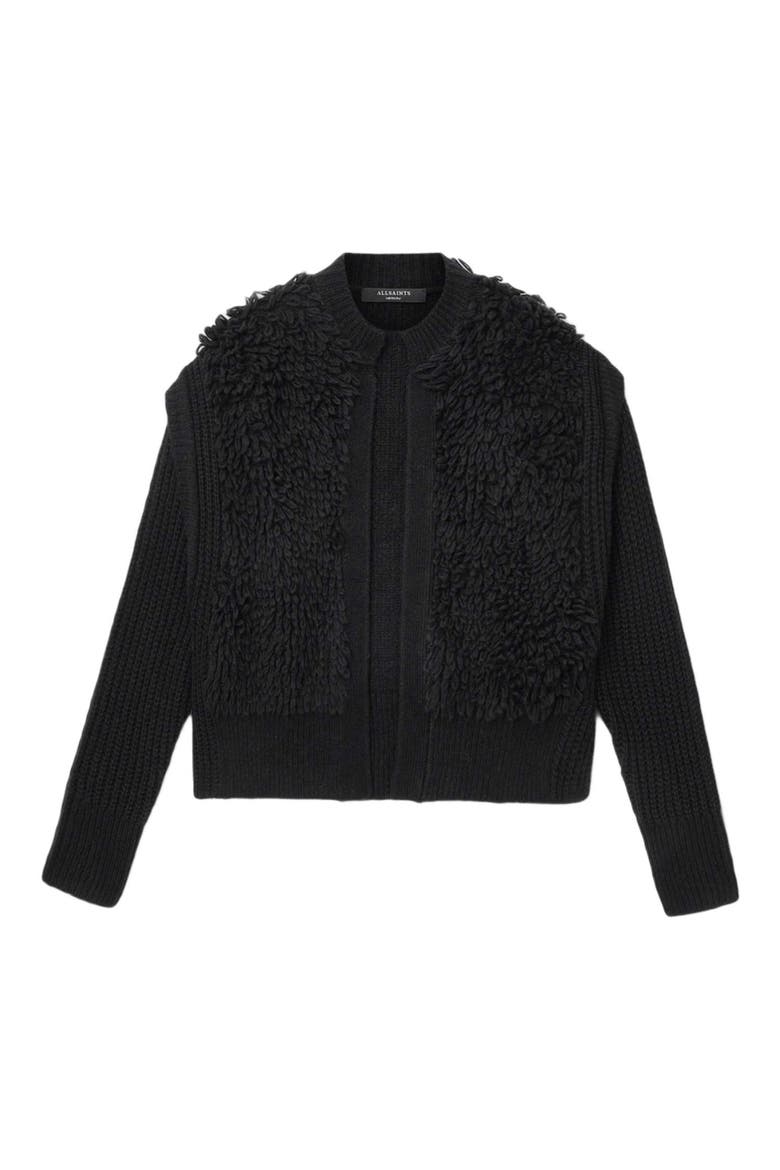 Elias Loopy Wool Blend Cardigan, Alternate, color, BLACK