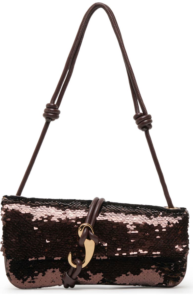 Dolce Vita Alice Sequin Shoulder Bag, Main, color, Brown