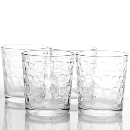 Gibson Home Great Foundations 4-piece 13 Oz. Double Old Fashion Glass Set, Square Pattern In Transparent