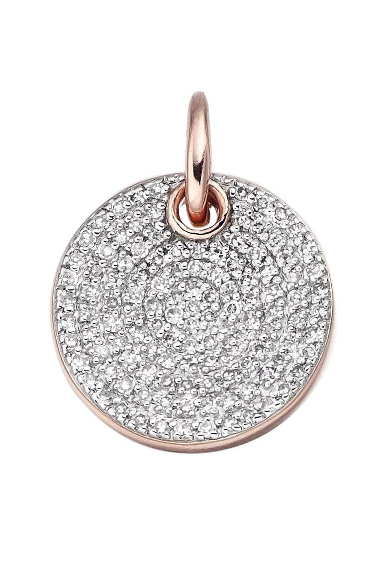 Ava Diamond Disc Pendant Charm, Alternate, color, ROSE GOLD