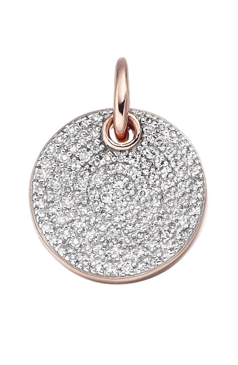 Monica Vinader Ava Diamond Disc Pendant Charm, Alternate, color, Rose Gold