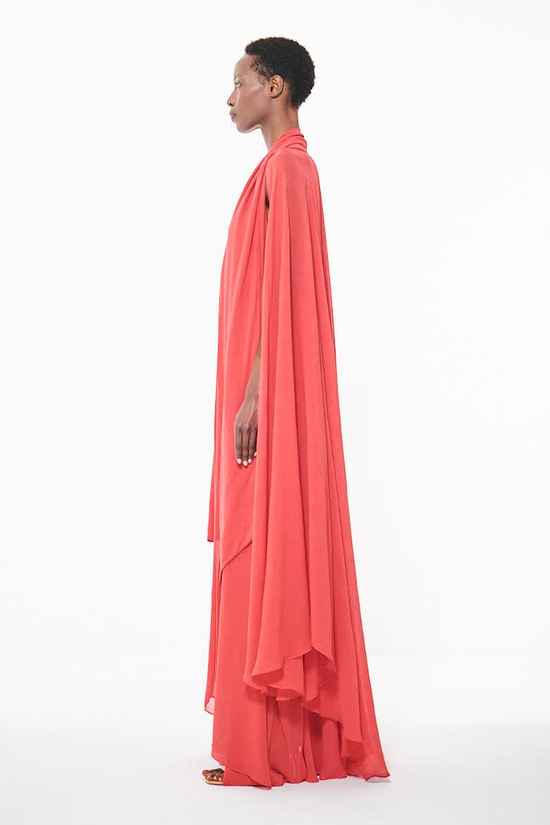 Cape Detail Maxi Kaftan, Alternate, color, Coral