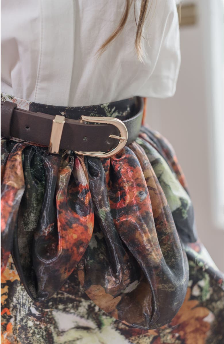 Petite Maison Kids Alexis Blouse and Skirt Set, Alternate, color, Brown Flower Print