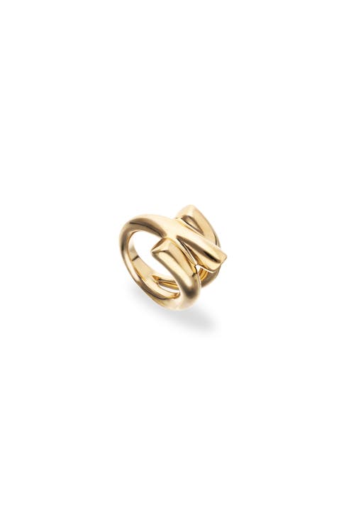 18K Gold-Plated Ring In Triple Tube Shape