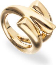 UNODE50 18K Gold-Plated Ring in Triple Tube Shape