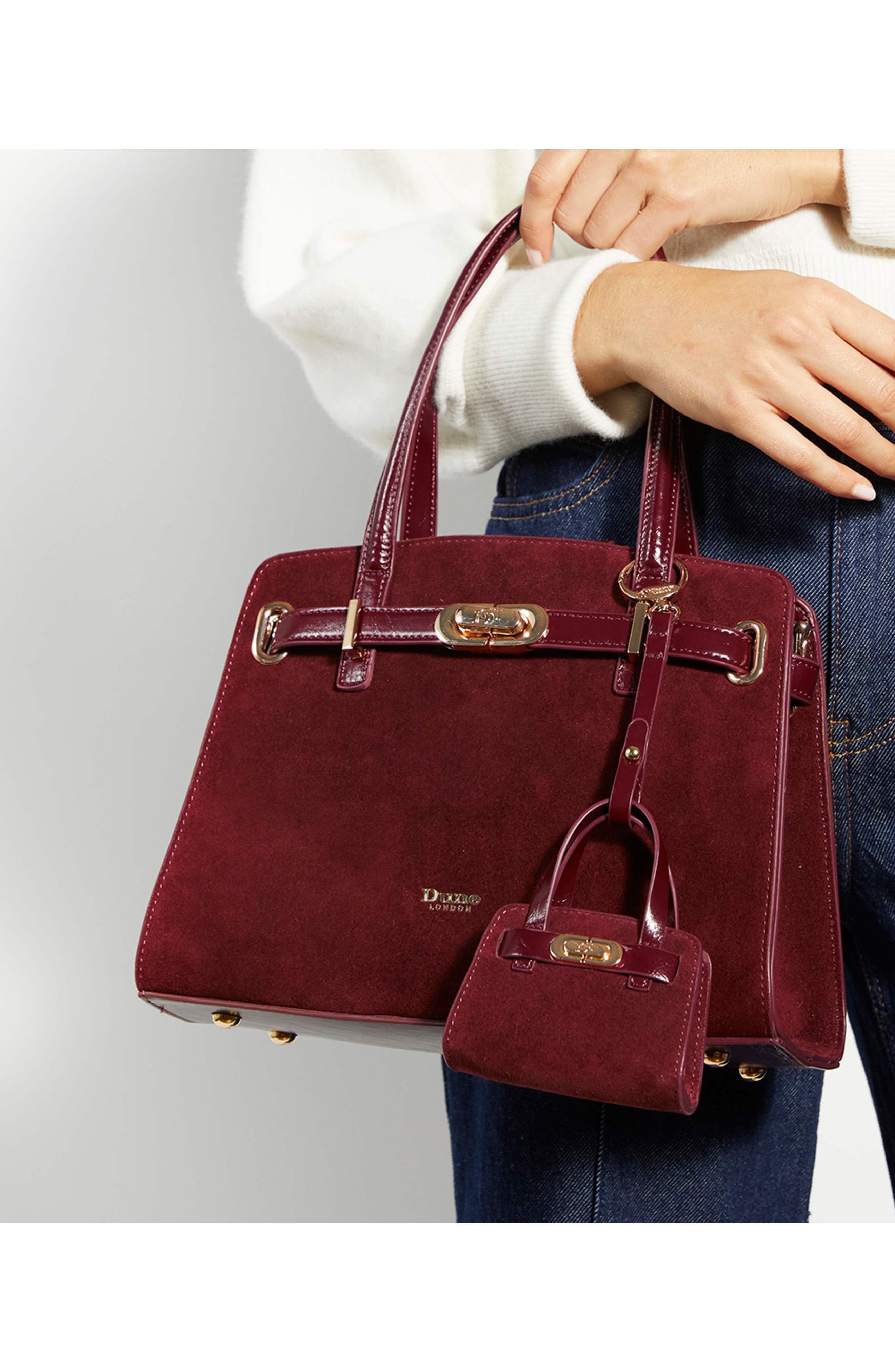 Dune London Define Bag Charm, Alternate, color, Burgundy
