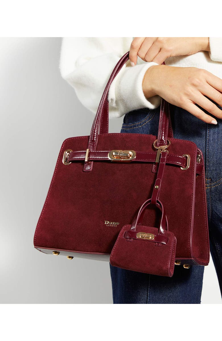 Dune London Define Bag Charm, Alternate, color, Burgundy