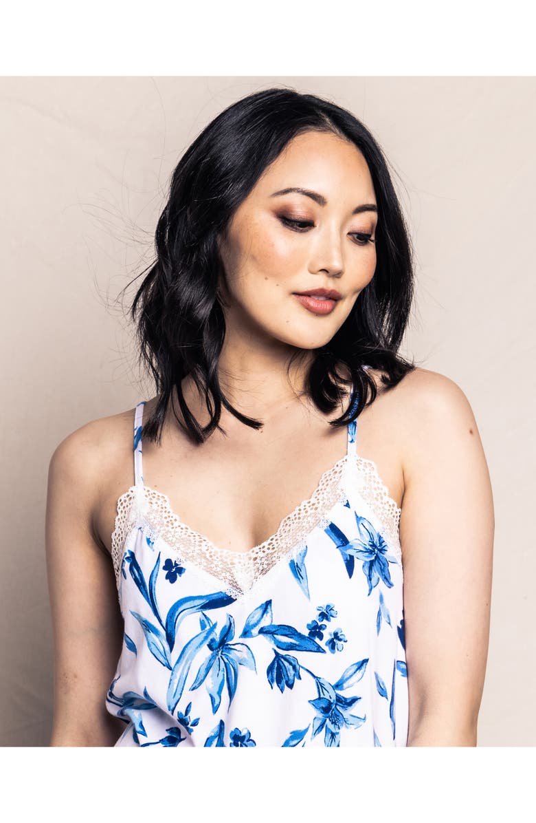 Petite Plume Songs of Santorini Lace Trim Short Pajamas, Alternate, color, 