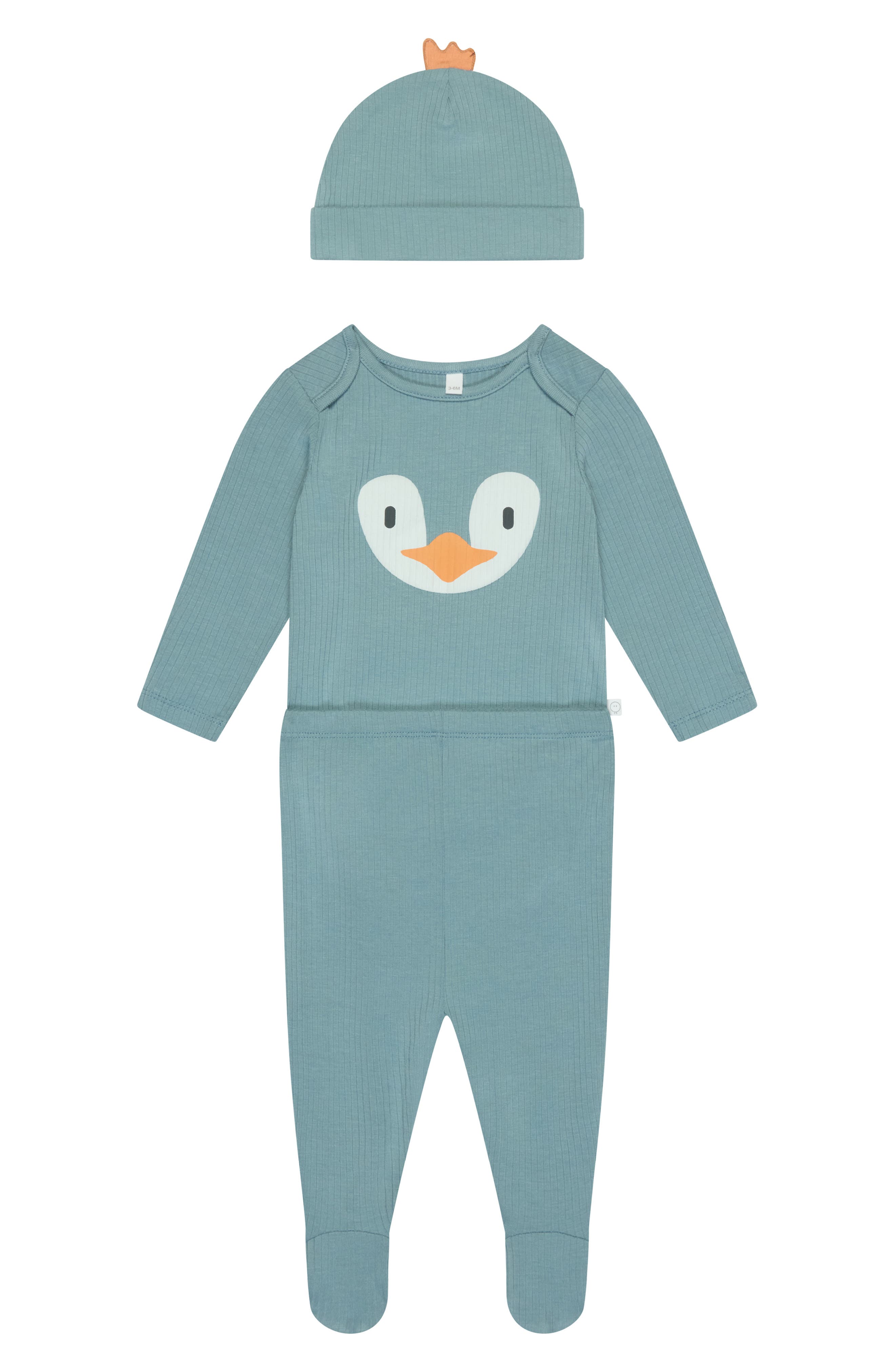 MORI My First Christmas Hat, Bodysuit & Footed Leggings Set in Sky 