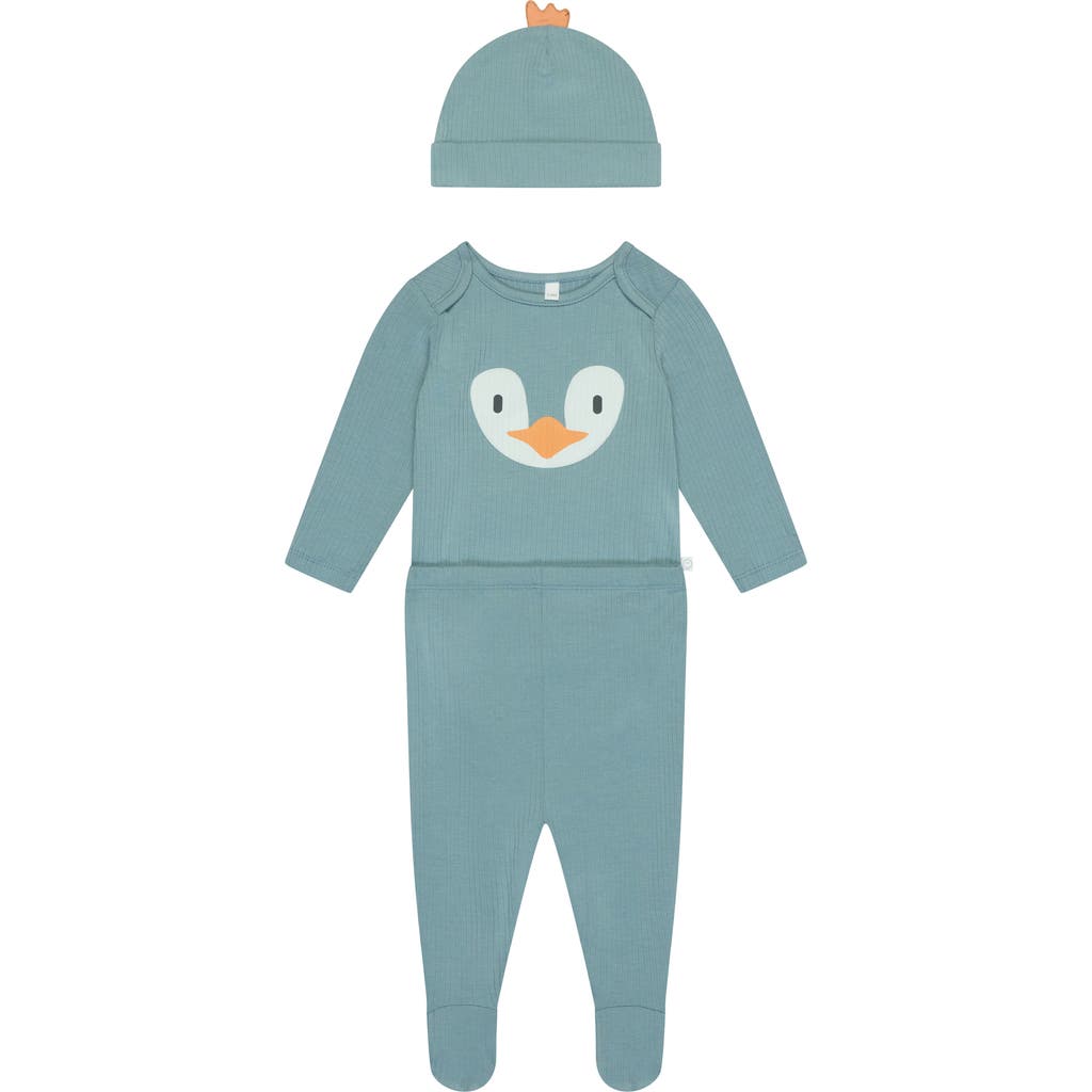 MORI My First Christmas Hat, Bodysuit & Footed Leggings Set in Sky