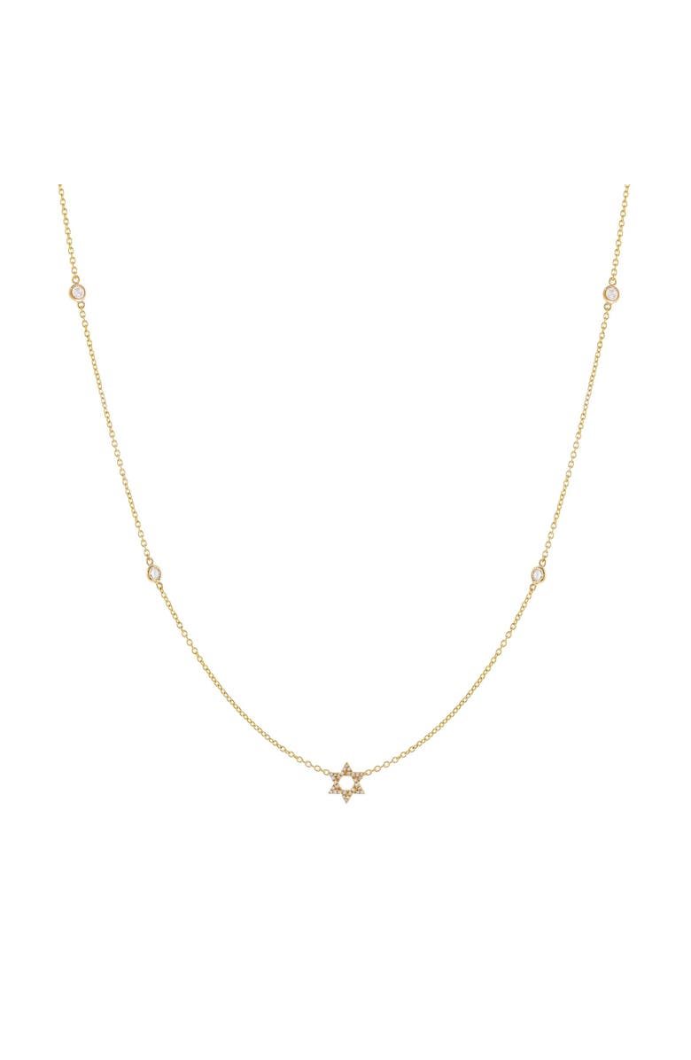 BY ADINA EDEN Diamond X Bezel Star of David Necklace 14K, Main, color,