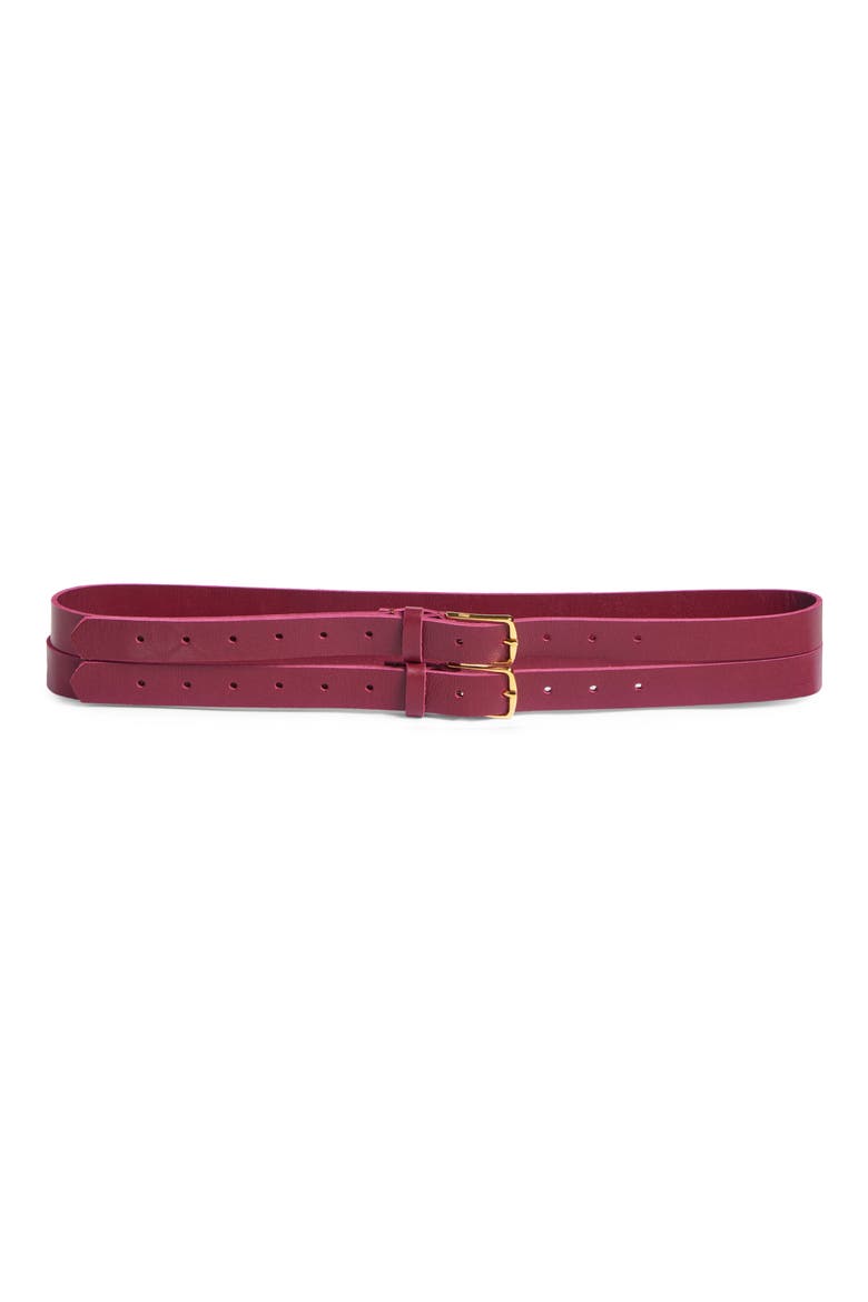 Mallorca Double Leather Belt, Main, color, MORA
