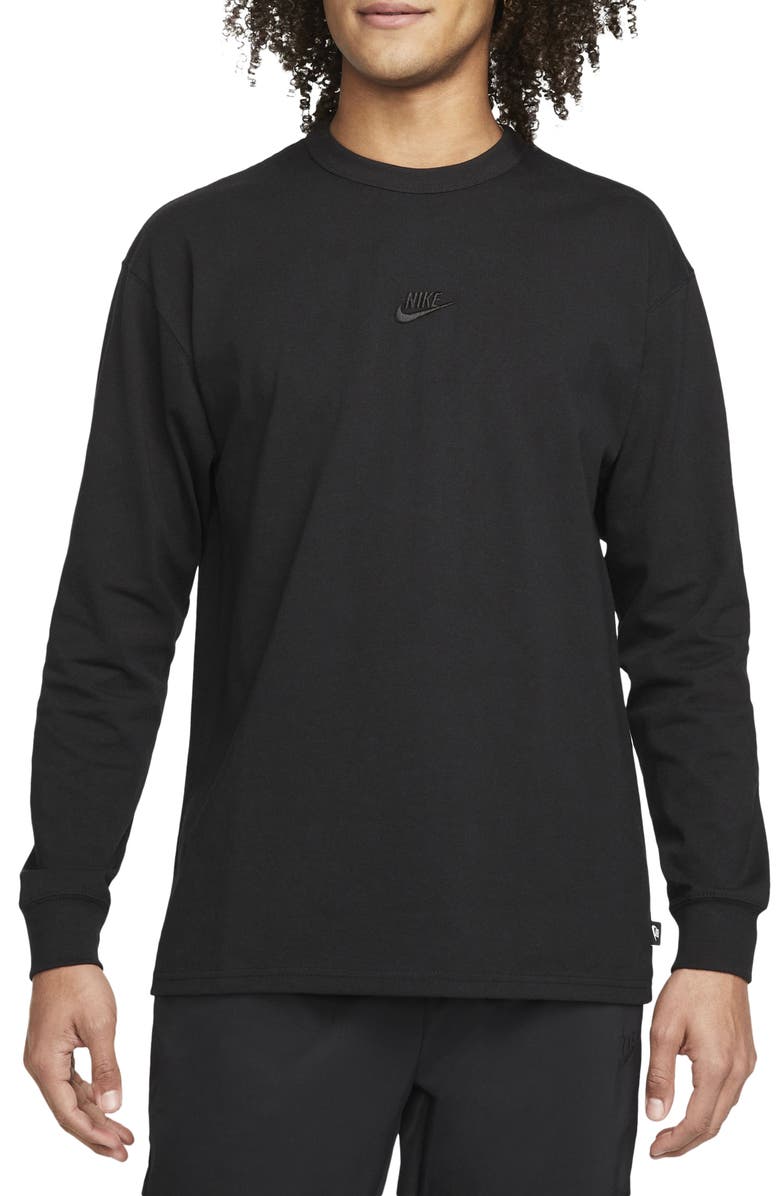 Nike Sportswear Premium Essentials Long Sleeve T-Shirt, Main, color, Black/ Black