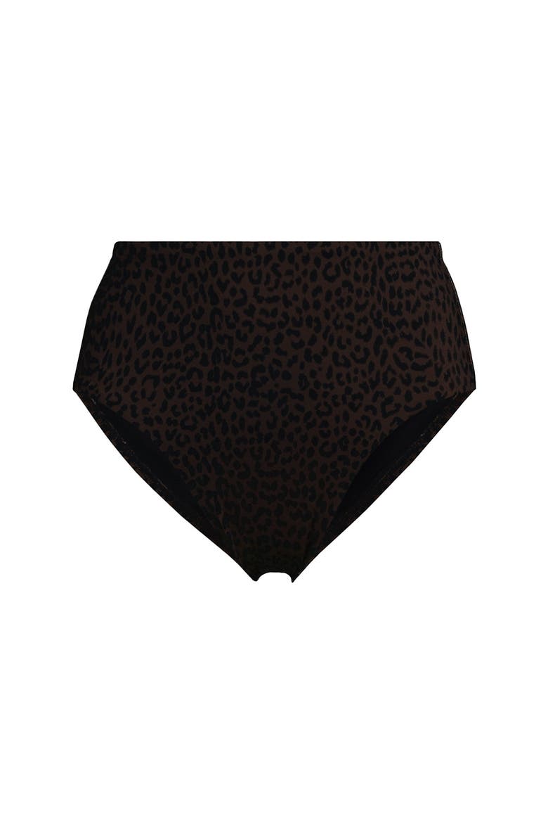 Plus Size Cheeky High Waisted Bikini Bottoms, Alternate, color, Brown Leopard