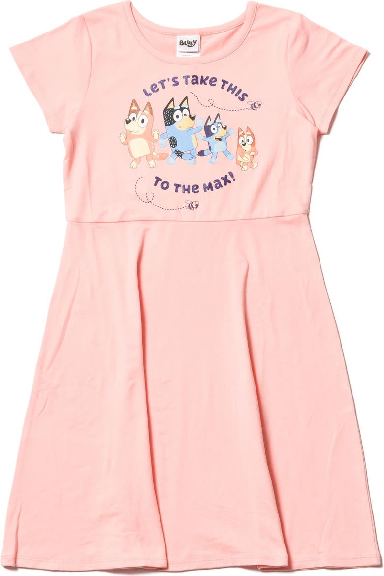 2-Pack Skater Dresses, Alternate, color, Pink Aqua Bluey Bingo