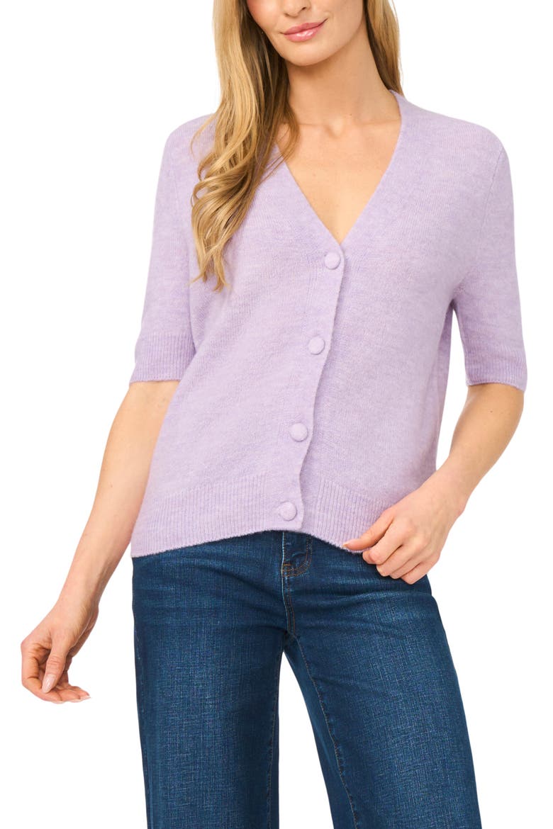 Elbow Sleeve Cardigan, Main, color, SOFT LAVENDER