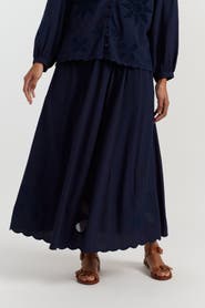 Chinti & Parker Linen-Blend Broderie Skirt