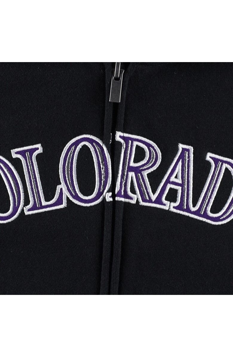 Outerstuff Youth Black Colorado Rockies Wordmark Full-Zip Fleece Hoodie, Alternate, color,