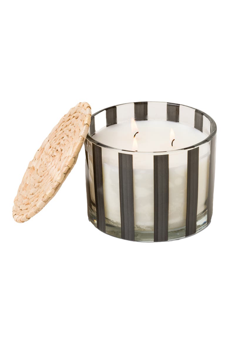 Al Fresco Stripe Candle, Main, color, BLACK