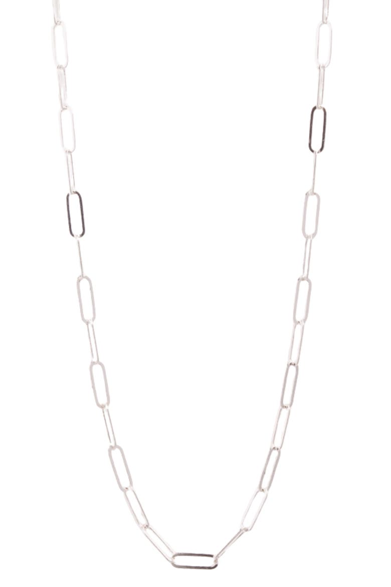 Paperclip Chain Necklace, Alternate, color, SILVER