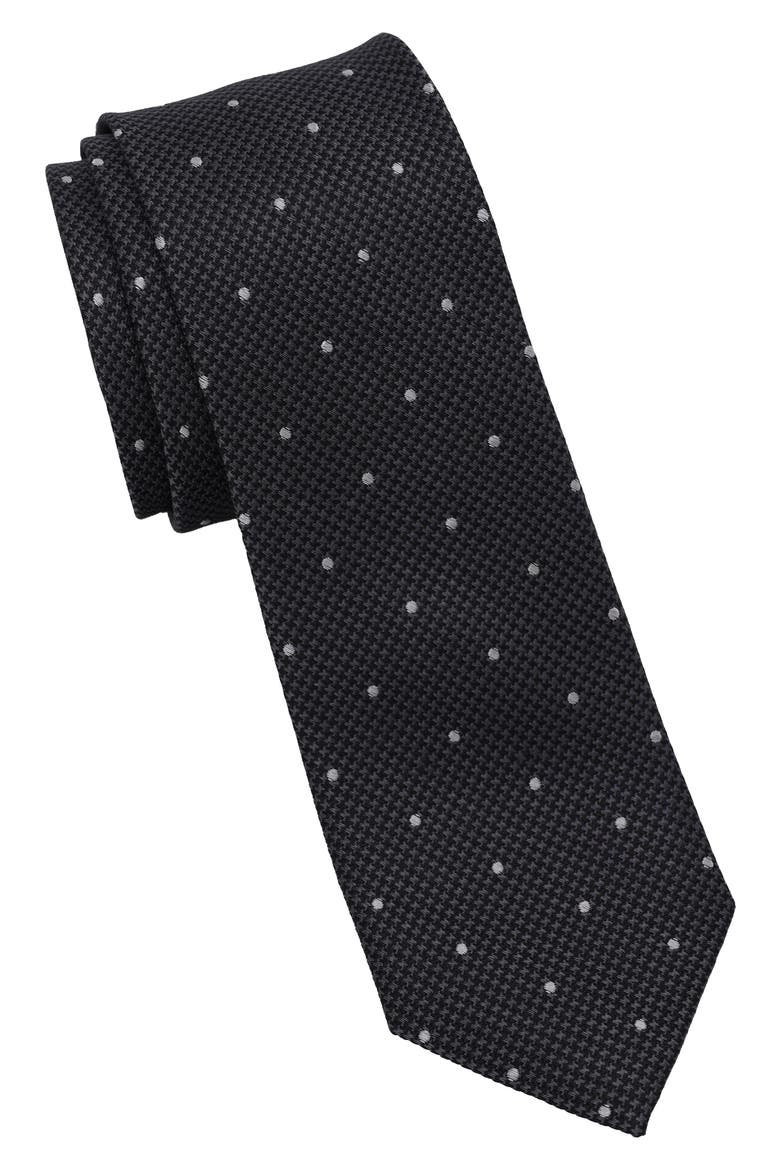 Dot Print Tie, Main, color, BLACK/ LIGHT. GREY