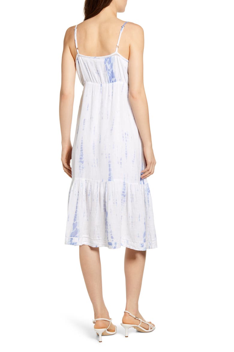 Delilah Openwork Linen Blend Midi Dress, Alternate, color, CLOUD TIE DYE