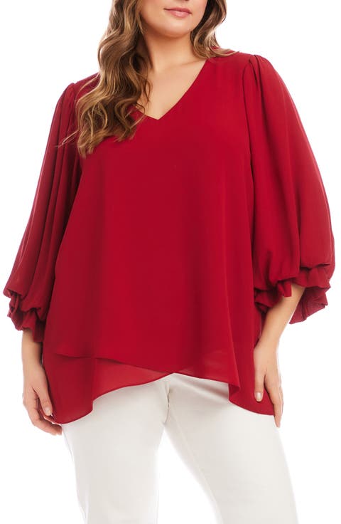 Asymmetric Hem Balloon Sleeve Top