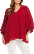 Karen Kane Asymmetric Hem Balloon Sleeve Top