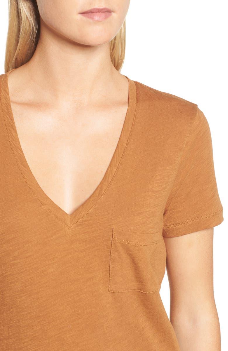Madewell Whisper Cotton V-Neck Pocket Tee, Alternate, color, Acorn