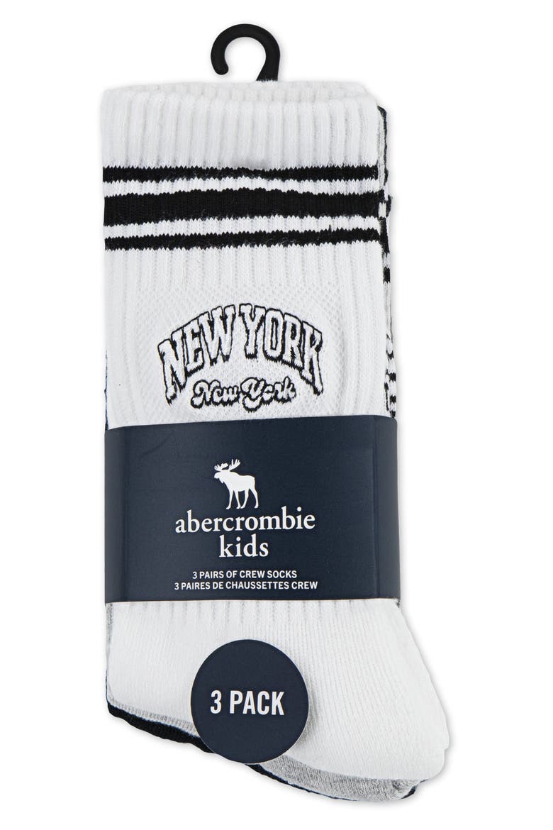 Kids' Assorted 3-Pack Crew Socks, Alternate, color, BRIGHT WHITE