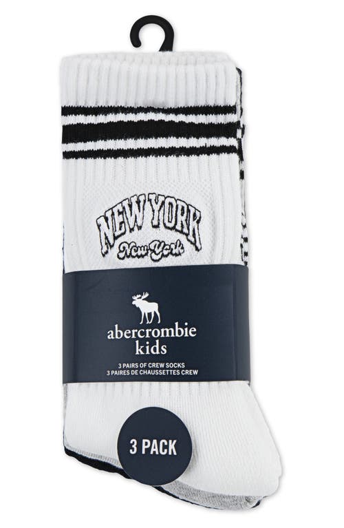 Abercrombie Kids Kids' Assorted 3-pack Crew Socks In White