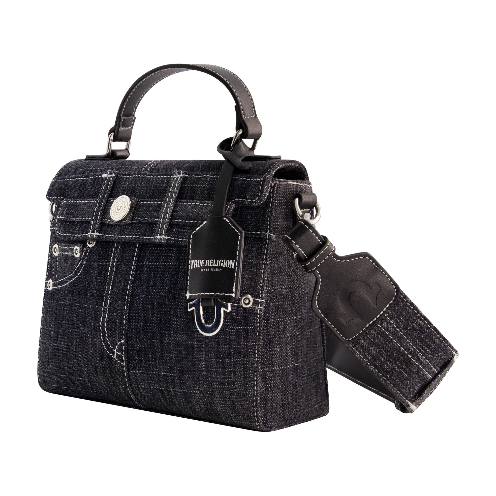 True Religion Jean Pocket Mini Flap, Alternate, color, Black