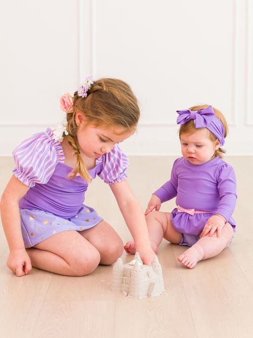 Rufflebutts Baby Girls Upf50+ Princess Long Sleeve Bow Skirted One Piece Swimsuit