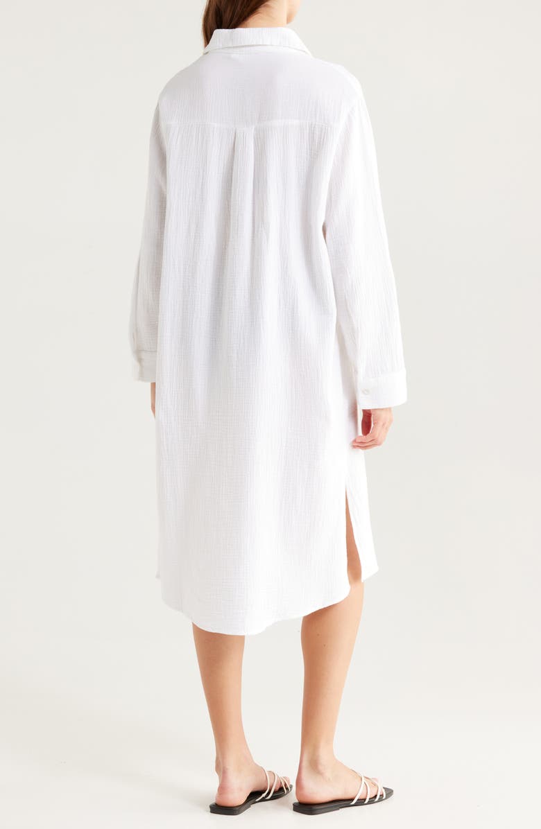 Nordstrom Cotton Gauze Cover-Up Shirtdress, Alternate, color, White