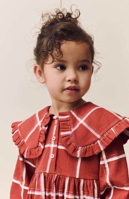 Next Kids' Check Collared Dress In Orange