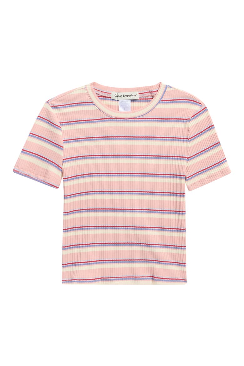 Kids' Stripe Rib T-Shirt, Main, color, PINK