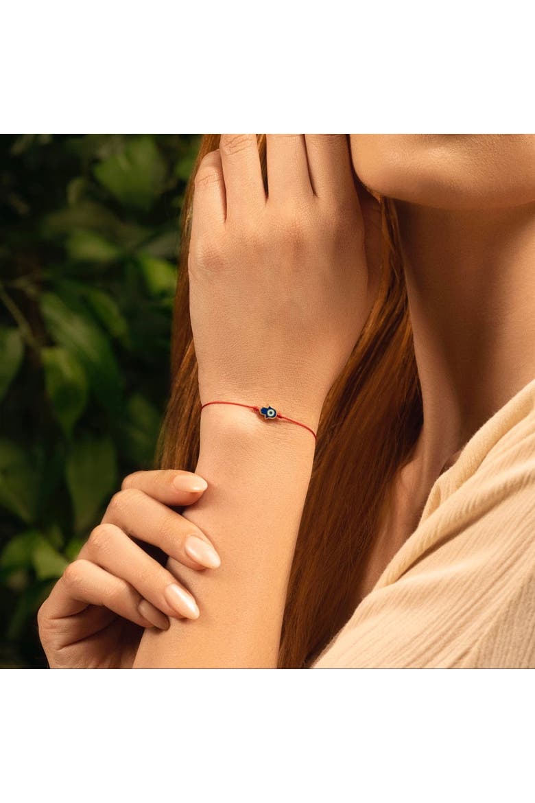 Navy Enamel Hamsa Women's Red String Adjustable Bracelet Ultimate Shield, Alternate, color, Red/gold/navy